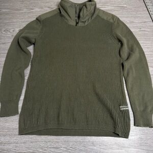 G-Star RAW Sweater Mens Sz Large 1/4 Zip Pullover Knit Military Green